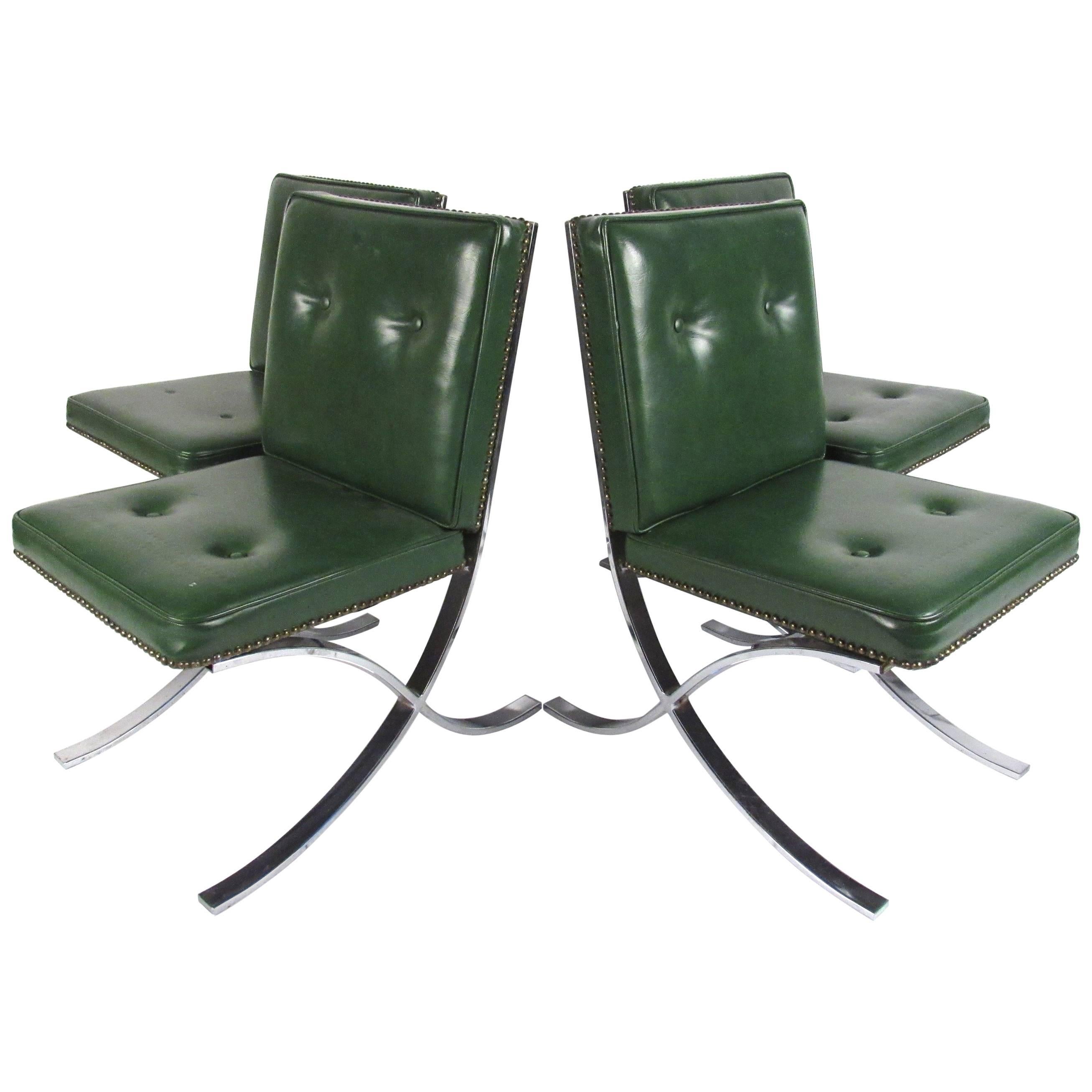 Set of Four Barcelona Style Midcentury Side Chairs