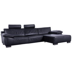 Ewald Schillig Bentley Designer Corner Couch Leather Black Funktion Neck Rest