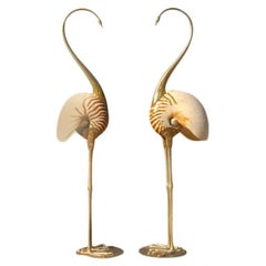 Vintage Brass and Shell Flamingos from Gabriella Binazzi