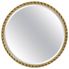 Antique English Round Bevelled Mirror in Gilt Frame (Diameter 25 1/2)