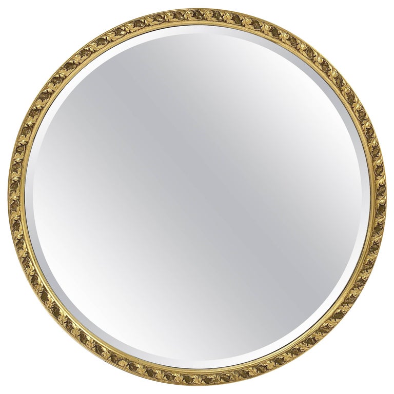 English Round Bevelled Mirror in Gilt Frame (Diameter 25 1/2) at 1stDibs