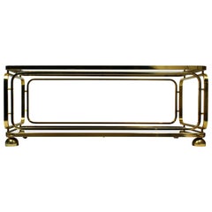 Vintage Allegri Brass and Smoked Glass Coffee Table, 1970s
