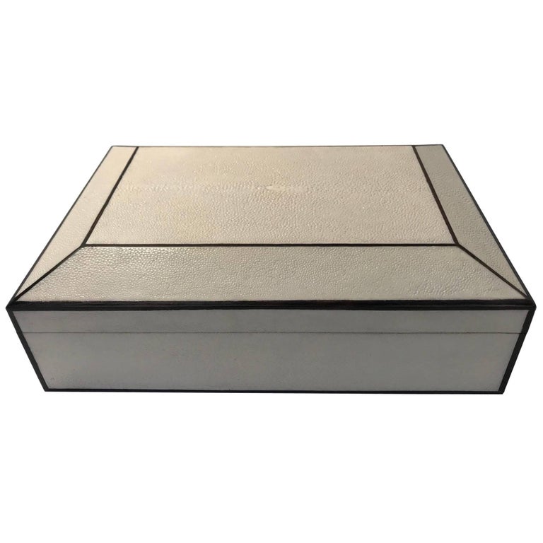 Natural Shagreen Box with Ebony Inlay For Sale at 1stDibs