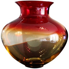 Italian Alfredo Barbini Murano Glass Vase, 1970s