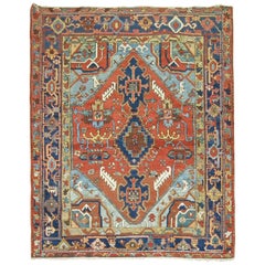 Antique Persian Heriz Square Rug