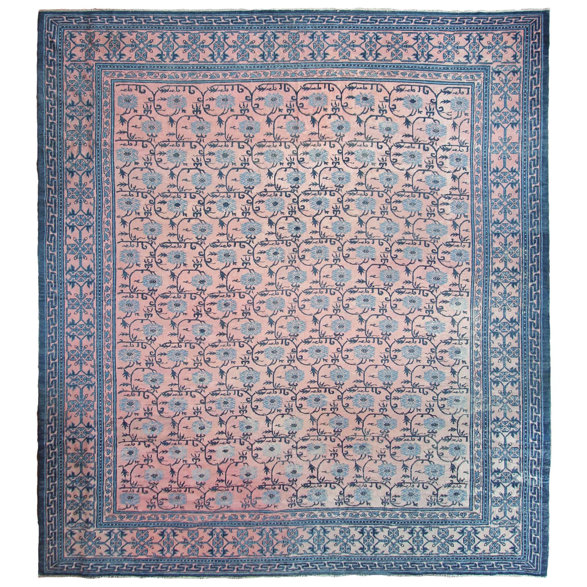 Antique Chinese Peony Carpet For Sale