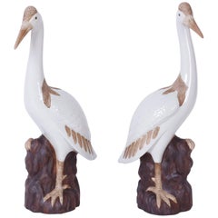 Pair of Midcentury Chinese Export Style Terracotta Birds