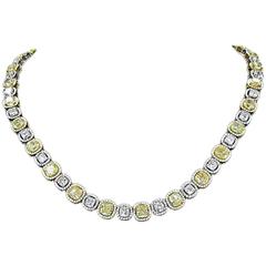 Diamond and Fancy Yellow Diamond Link Necklace 8