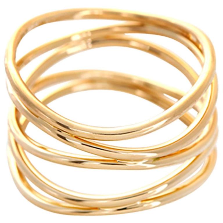 Tiffany and Co. Elsa Peretti Wave Yellow Gold Ring Sz. 6-1/2 at 1stDibs