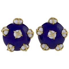 Jean Schlumberger for Tiffany & Co. Late 20th Century Enamel Gold Earrings