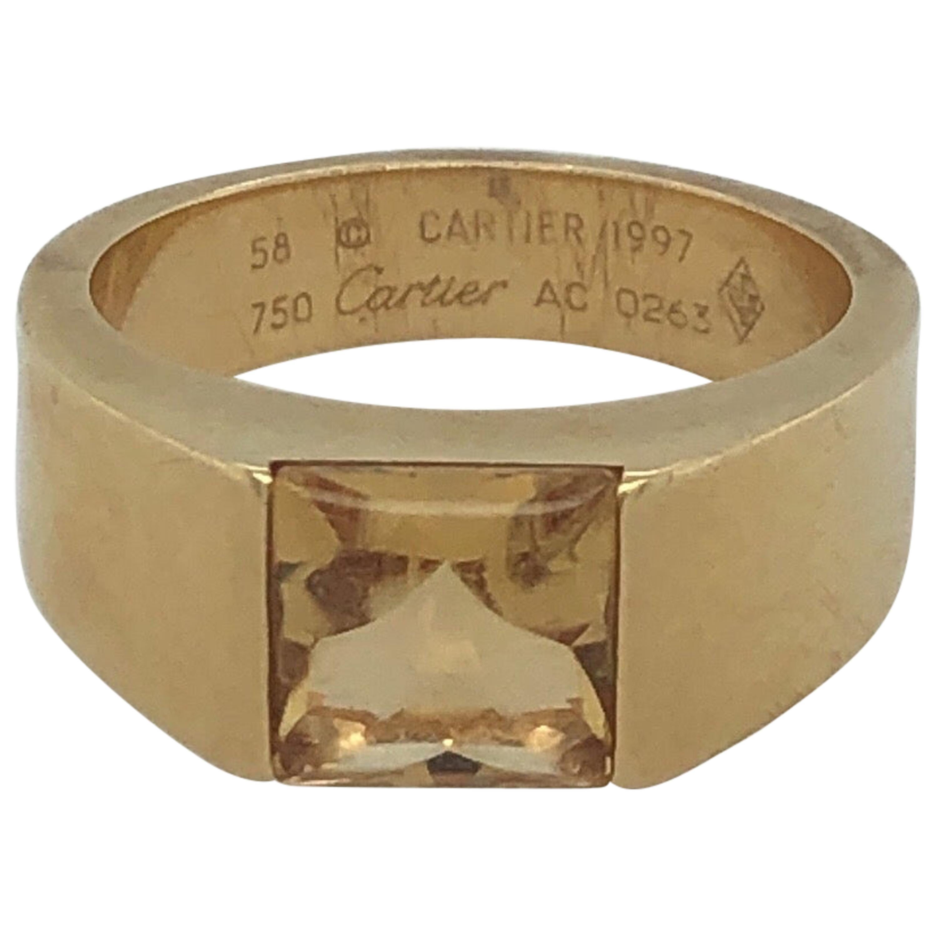 Gents 18 Karat Yellow Gold Cartier Citrine Ring