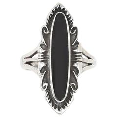 Amazing Sterling Silver and Black Onyx Ring Sz.8