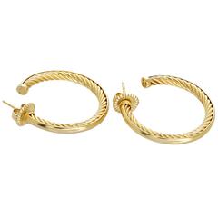 David Yurman Crossover Medium Hoop Earrings in Yellow Gold
