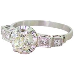 Art Deco 1.07 Carat Old Cut Diamond Gold Engagement Ring
