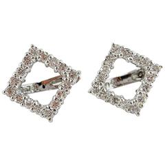Jona Diamond Gold Open Square Earrings 2