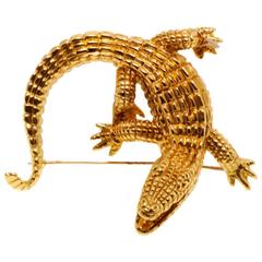 Gold Alligator Brooch
