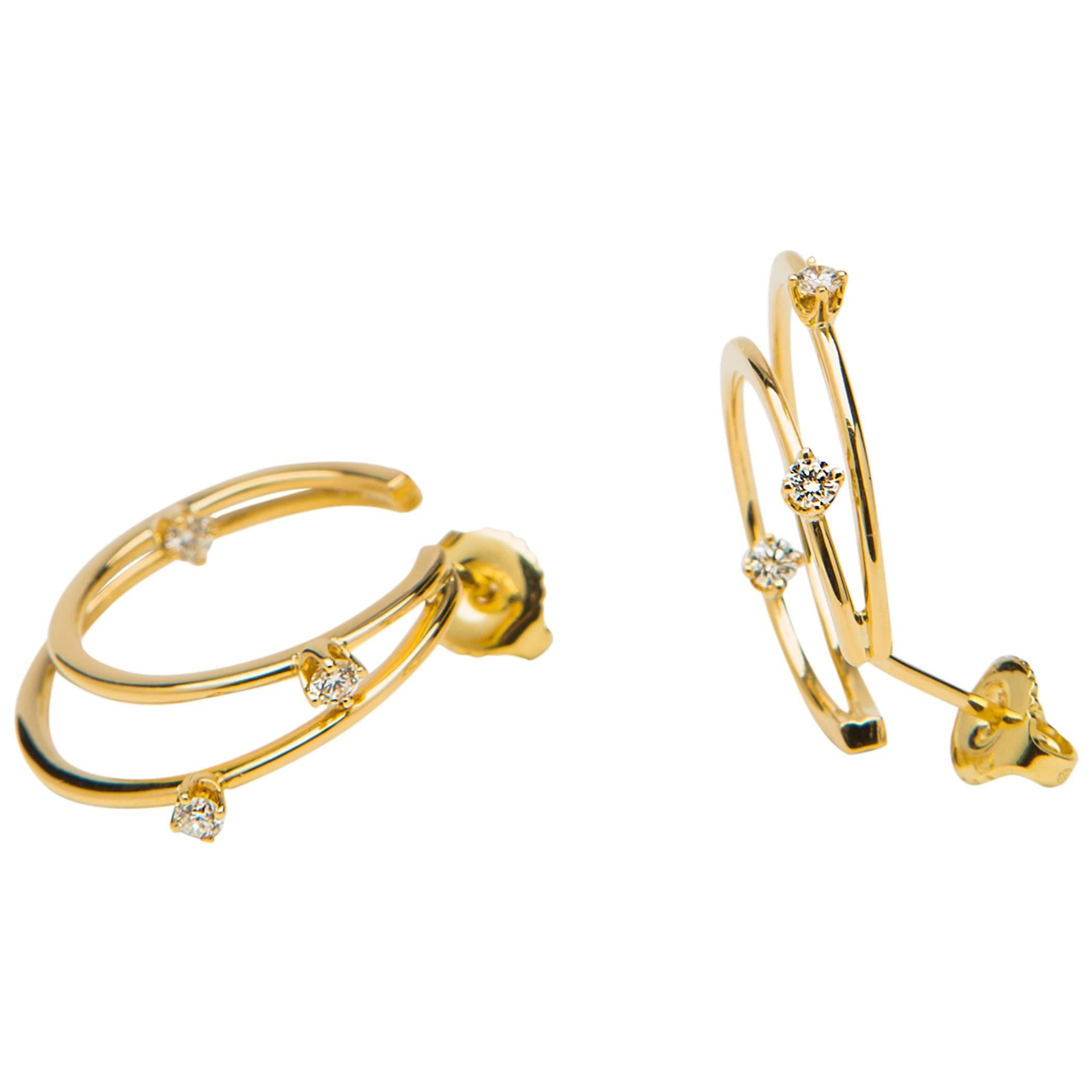 Chic Tiffany & Co. Gold and Diamond Hoop Earrings