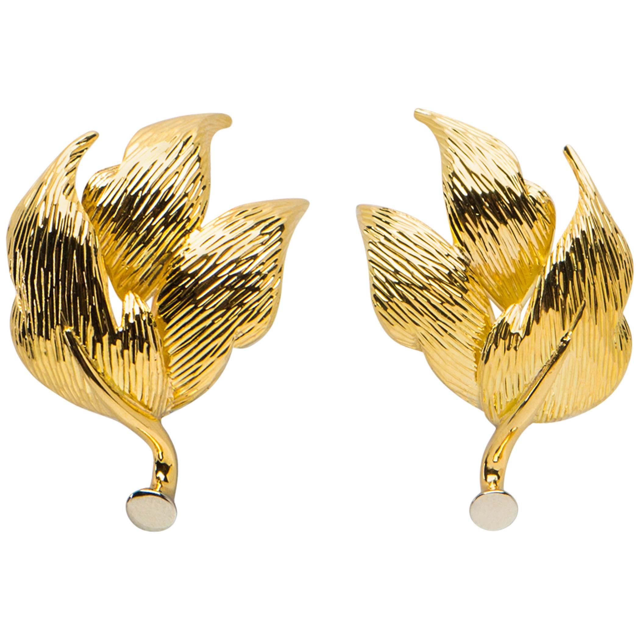 Tiffany & Co. Elegant Gold Triple Petal Earrings