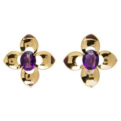 Tiffany & Co. Retro Amethyst Gold Earrings 8