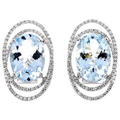 Amazing White Gold Aquamarine and Diamond Earrings