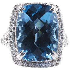 Blue Topaz Diamond Gold Ring