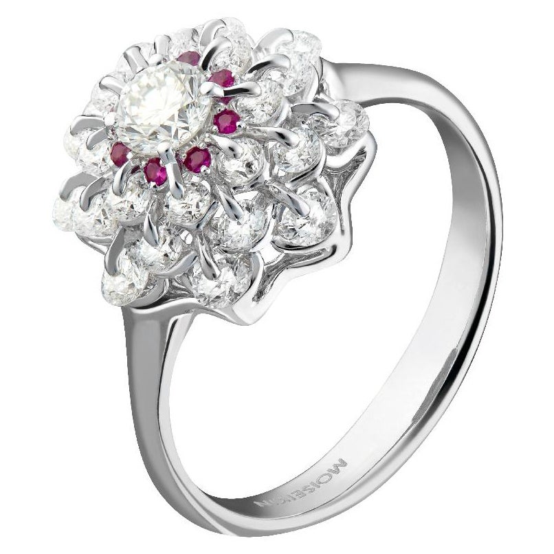 Moiseikin 18 Karat White Gold Diamond Ring, Waltzing Brilliance Technology For Sale