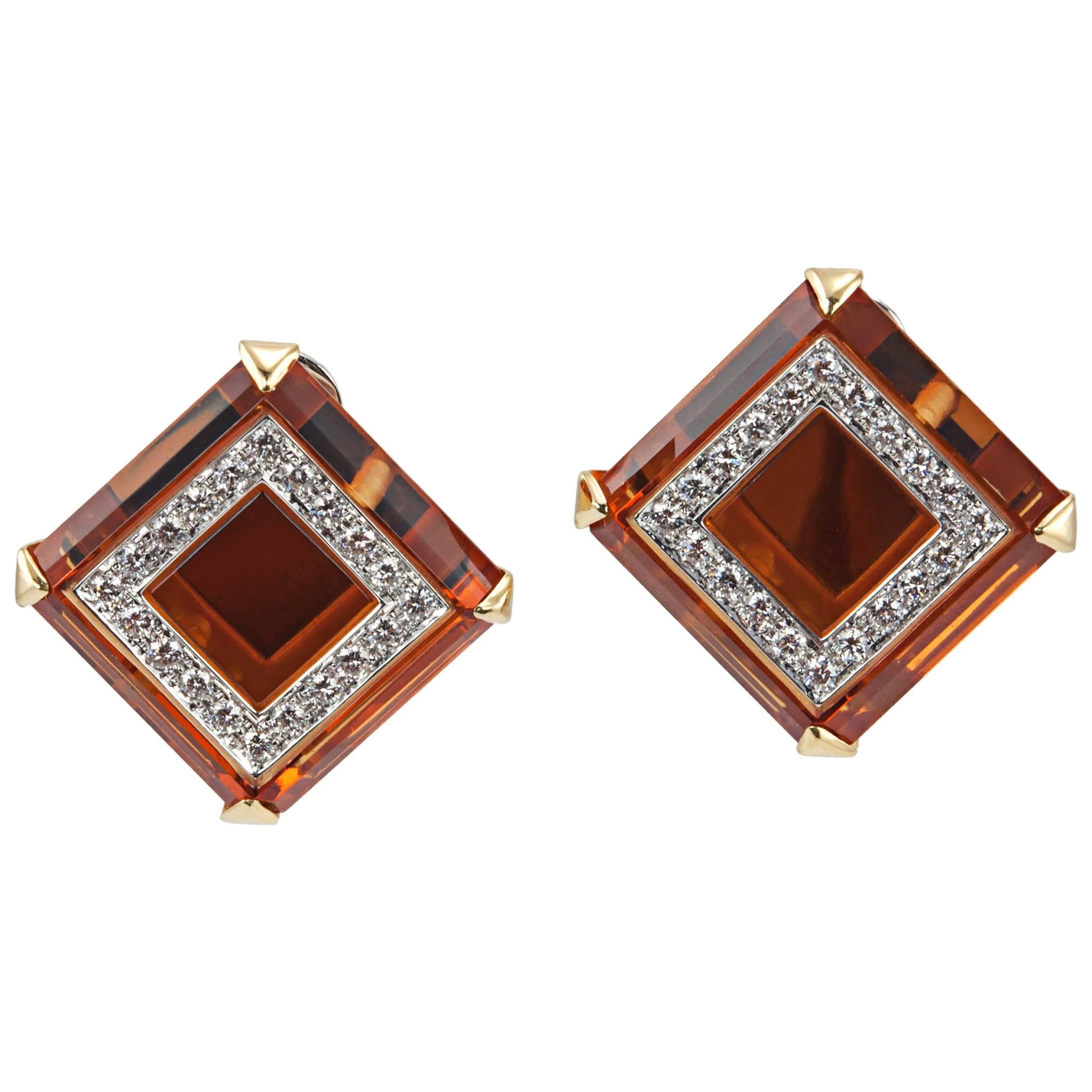 Legnazzi Citrine diamond gold Earrings For Sale