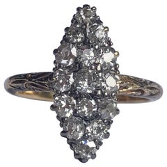 Edwardian Diamond and 18 Carat Gold Navette Ring 