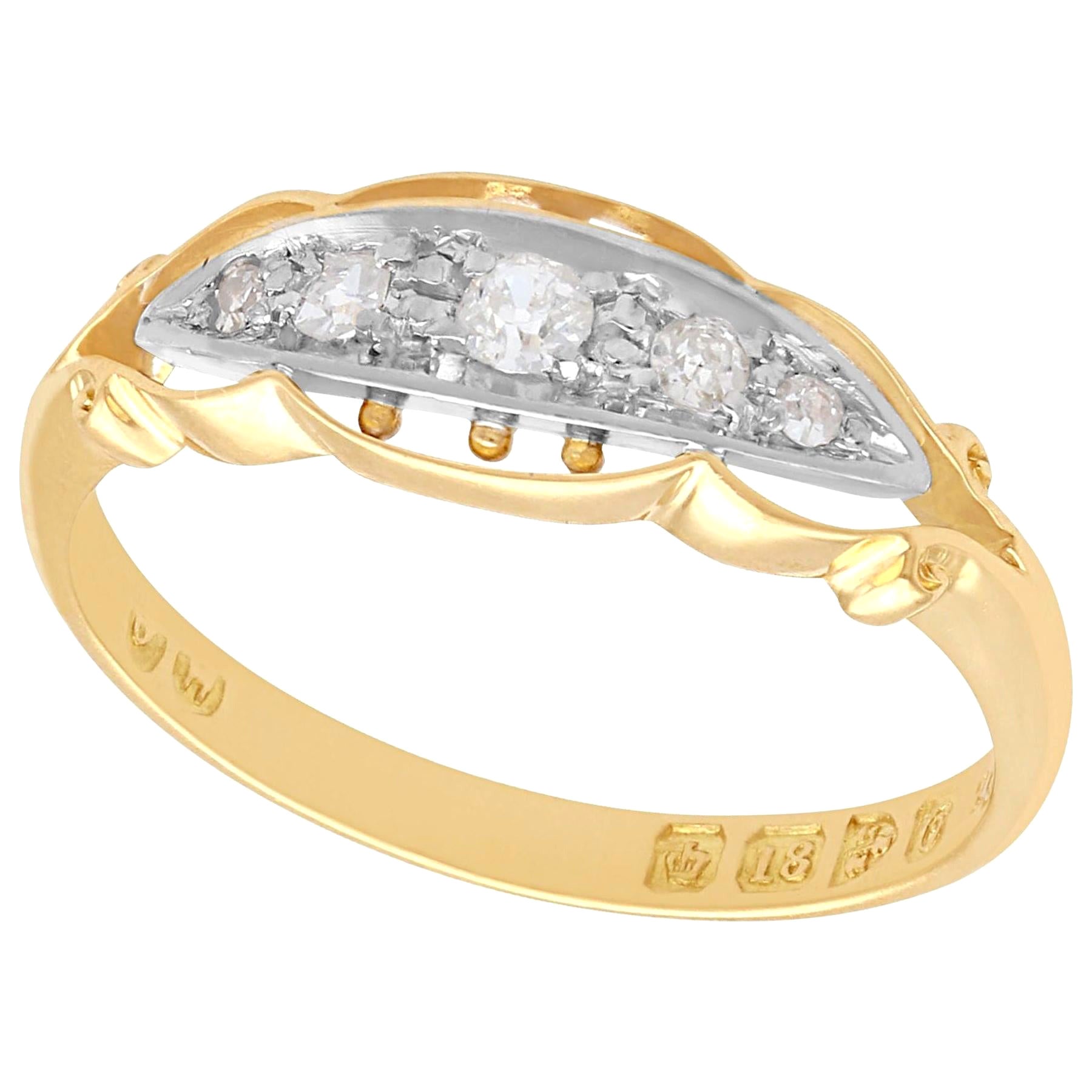 1914 Diamond and Yellow Gold Cocktail Ring For Sale