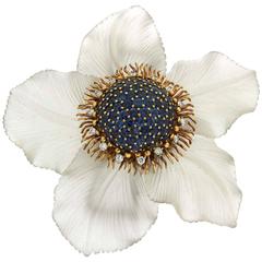 Sapphire Crystal Diamond Gold Morning Glory Daisy Brooch 8