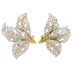 Buccellati Diamond Gold Large Leaf Earrings 5