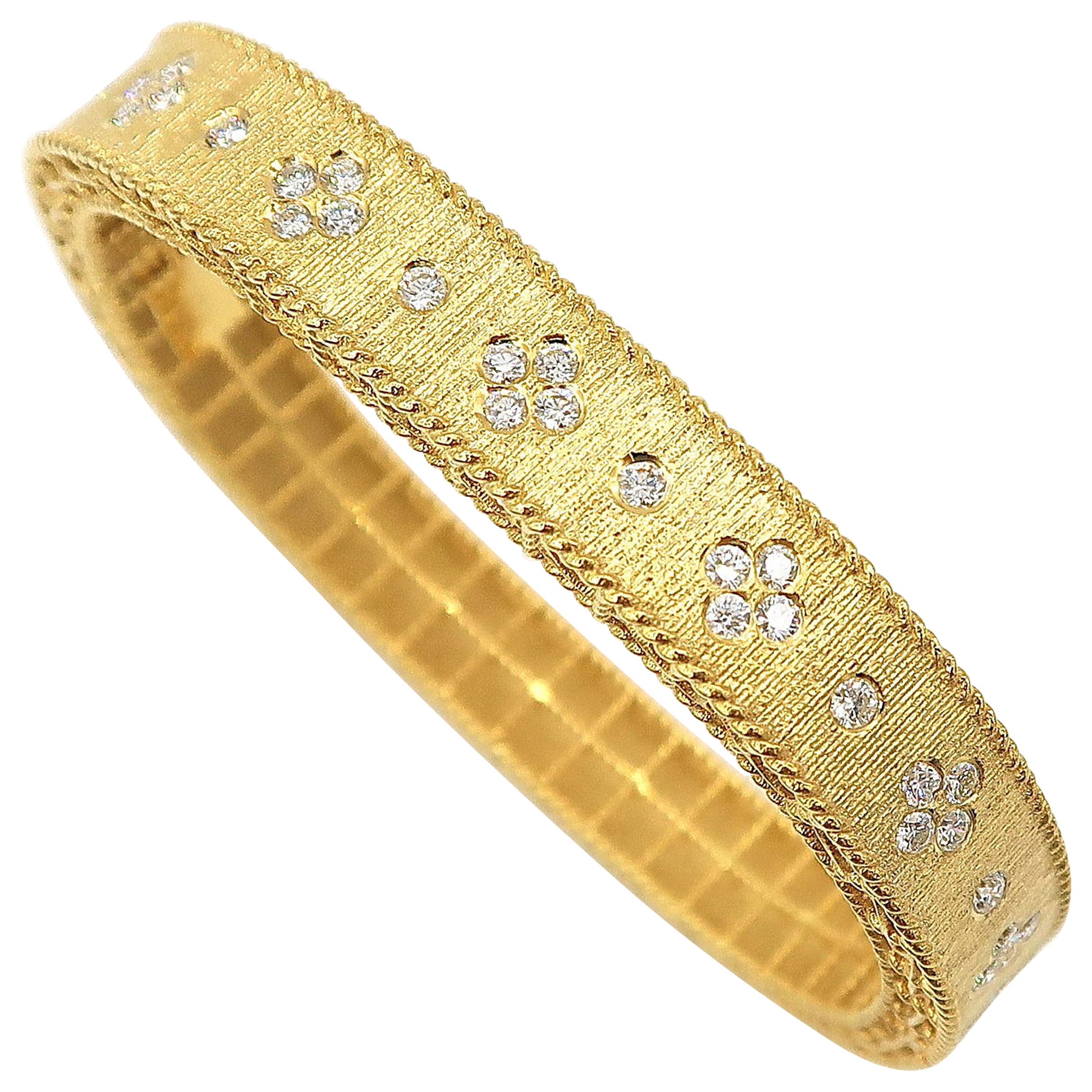 English Sterling Silver Floral Scroll Engraved Rope Twist Bangle