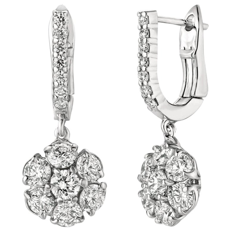 diamond flower drop earrings