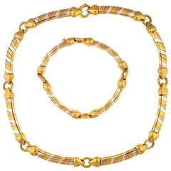 Van Cleef & Arpels Silver Two Color Gold Bracelet and Necklace Set
