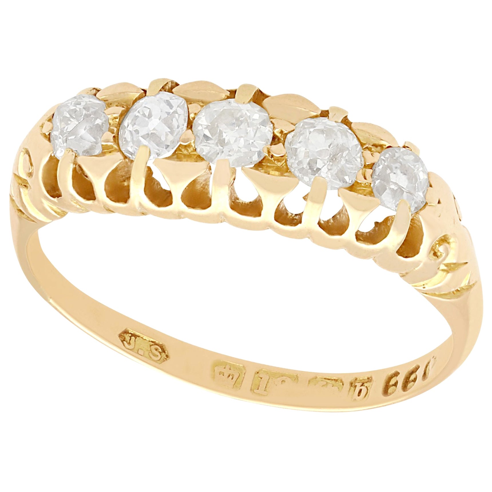 1900s French Sapphire Diamond Platinium Yellow Gold Antique Ring at 1stDibs