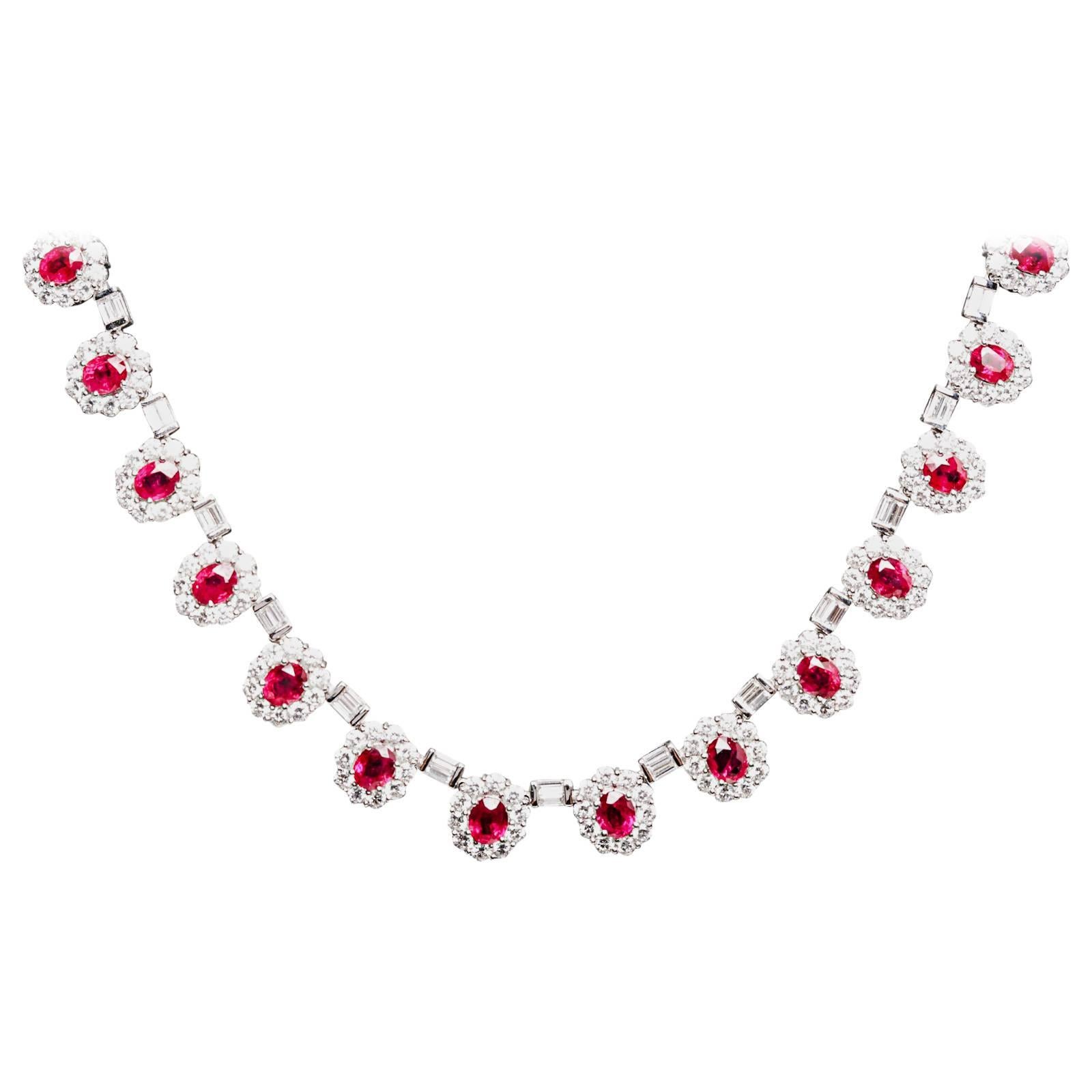 ruby diamond gold choker necklace For Sale
