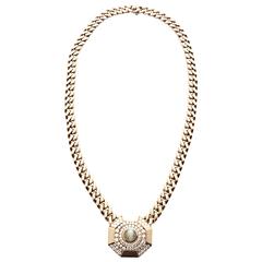 1970s Bulgari Chrysoberyl Diamond curb link Necklace