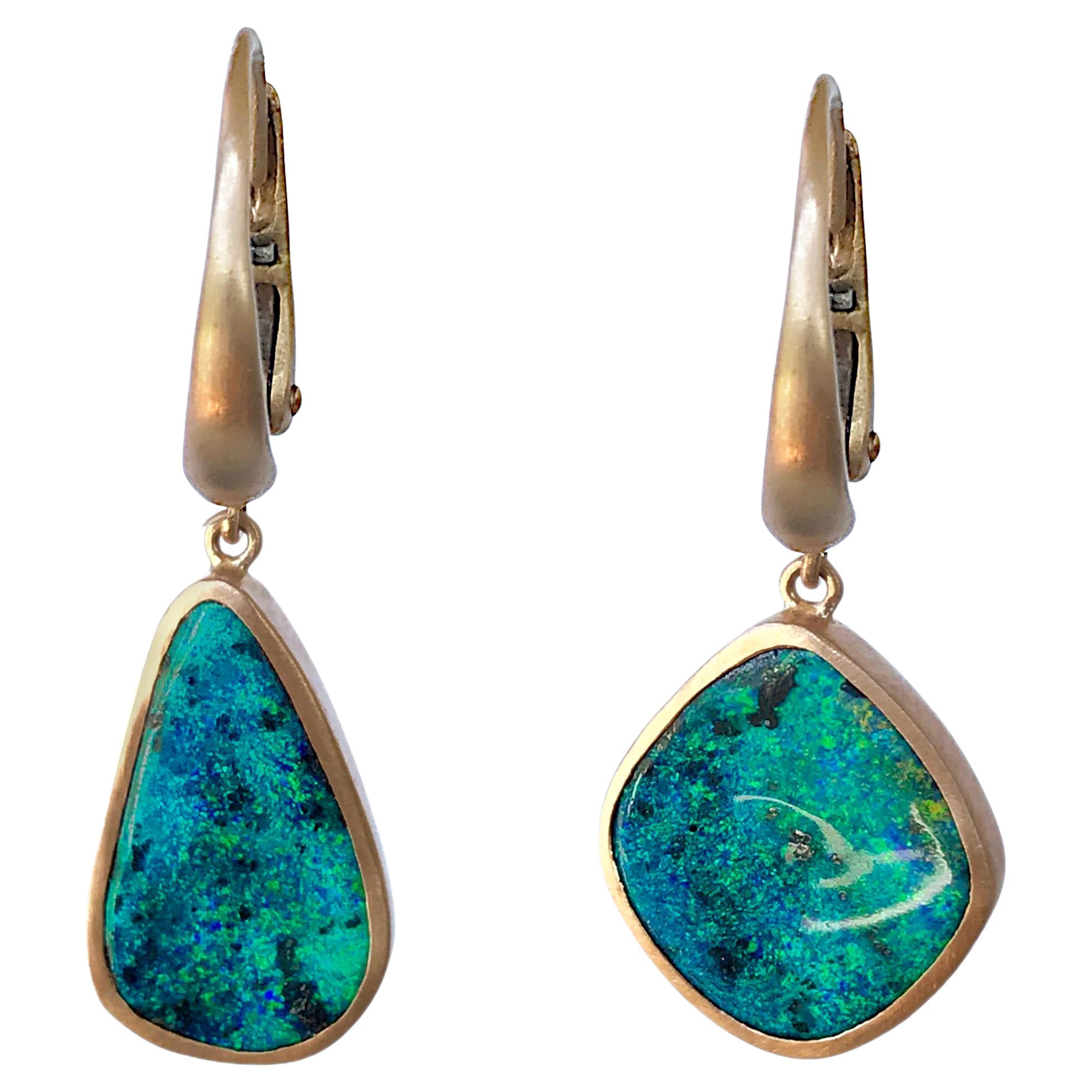 Dalben Australian Boulder Opal Rose Gold Earrings For Sale