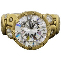 Alex Sepkus Yellow Gold 5.11 carat Round Cubic Zirconium & Diamond Ladies Ring