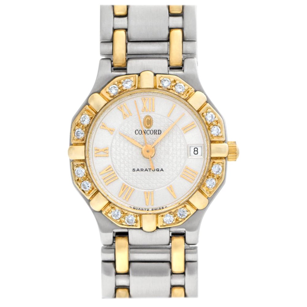 Concord Saratoga Diamond Bezel Silver Dial Steel Quartz Ladies Watch