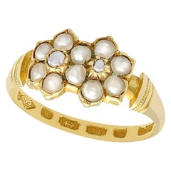 1871 Antique Pearl and Diamond Yellow Gold Cocktail Ring