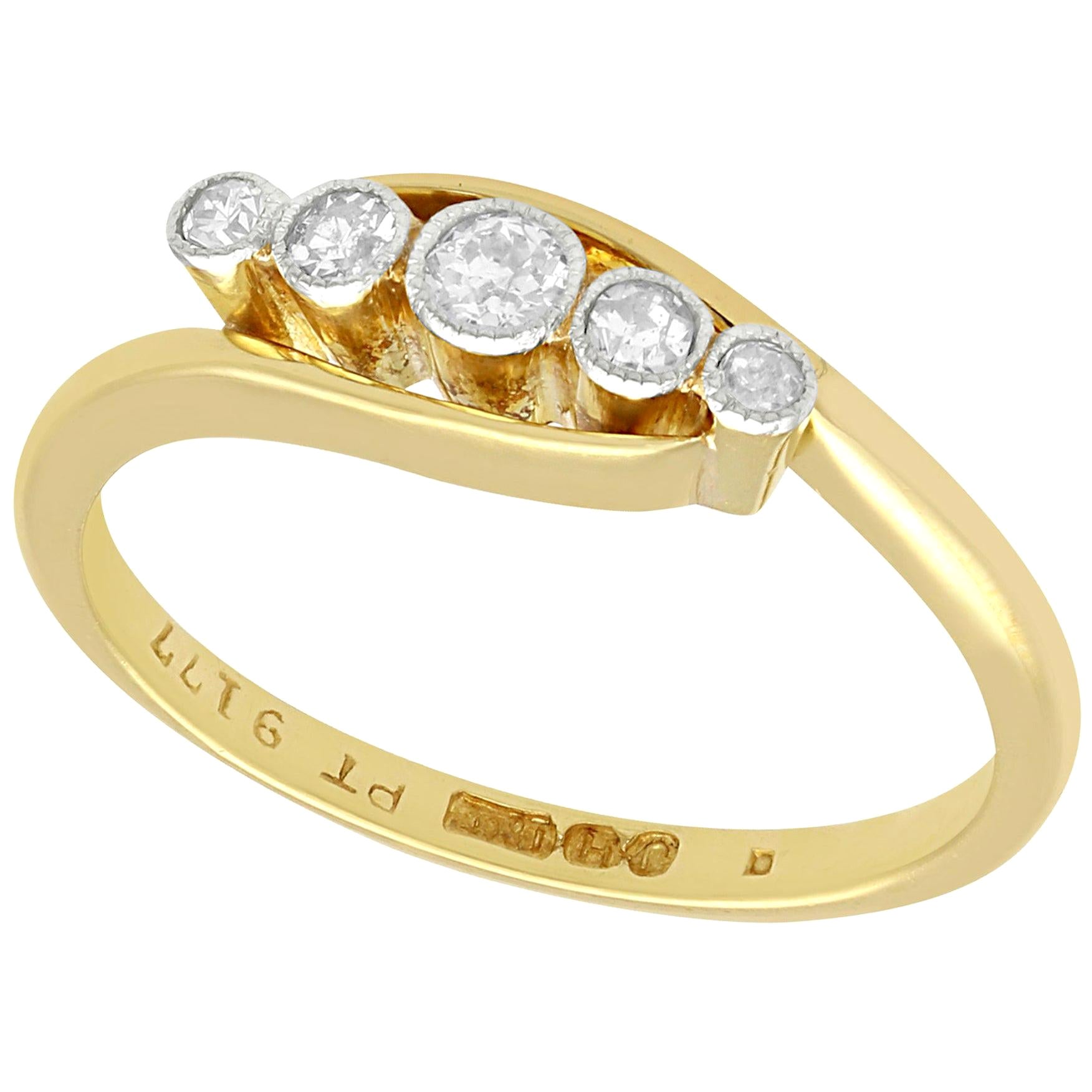 Antique Five Stone Ring with Scroll Work in 18ct Yellow Gold main image 0