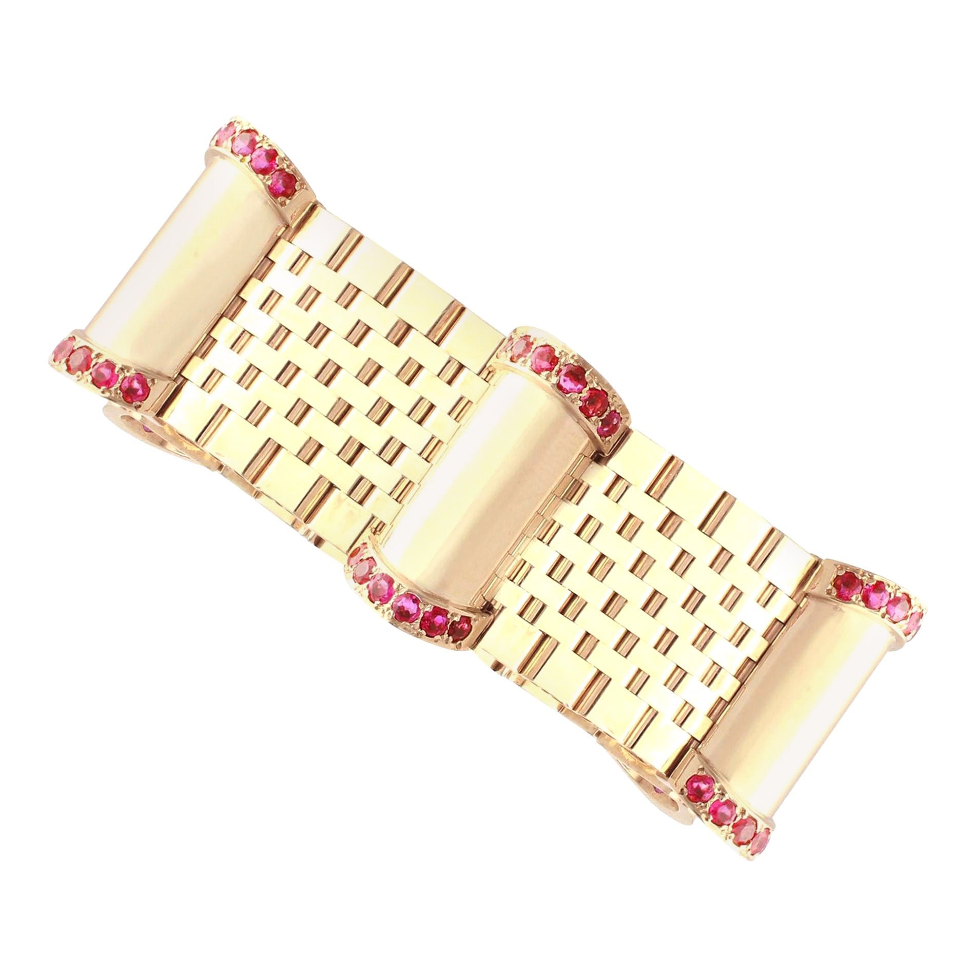 Vintage 3 Carat Ruby and Yellow Gold Bracelet - 1959