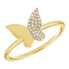 Anillo Mariposa Diamante 0,08 Quilates Oro Amarillo 14 Kilates