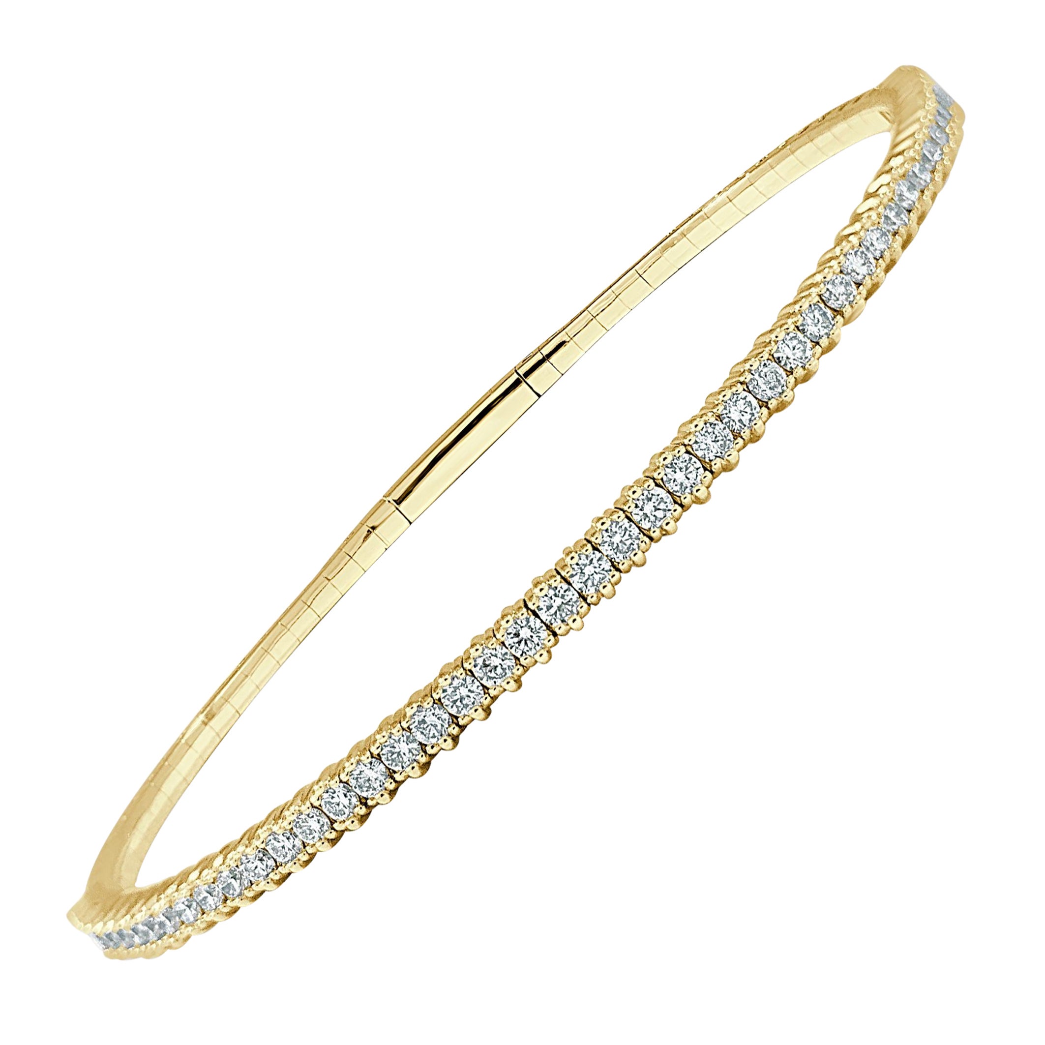 14 Karat Yellow Gold 1.00 Carat Diamond Flexible Bracelet