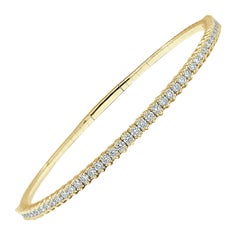 14 Karat Yellow Gold 1.00 Carat Diamond Flexible Bracelet