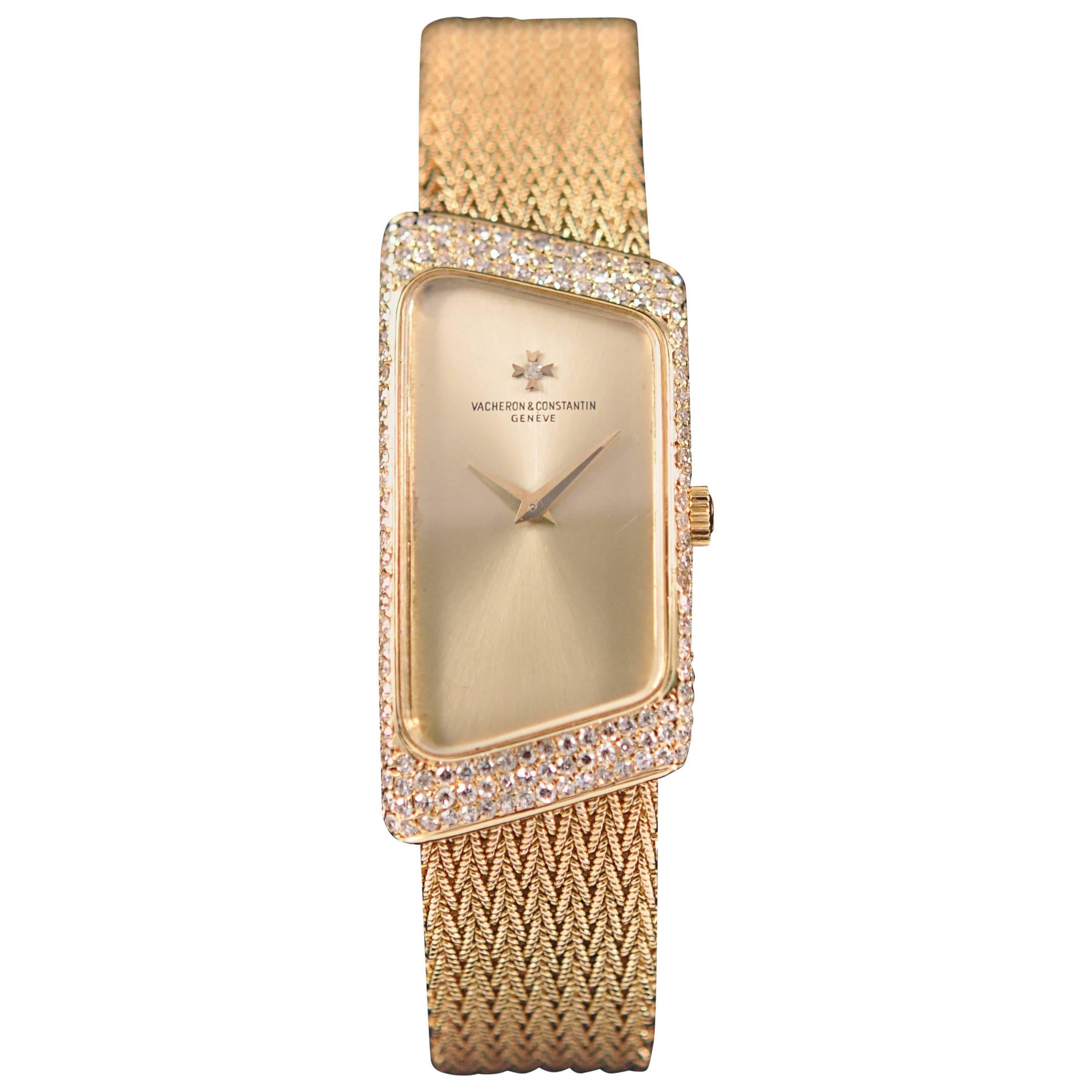 Vacheron Constantin lady's yellow gold diamond Prestige de la France wristwatch For Sale