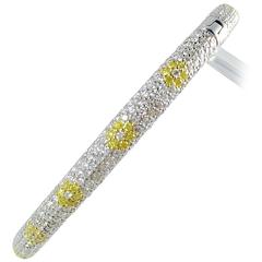 Fancy Yellow and White Diamond Gold Bangle Bracelet