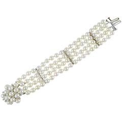1950s Classic Pearl Diamond gold Bracelet 3