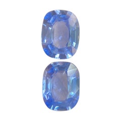 2.30 Carat Ceylon Blue Sapphire Matching Pair Sri Lanka Cushion Cut Gems